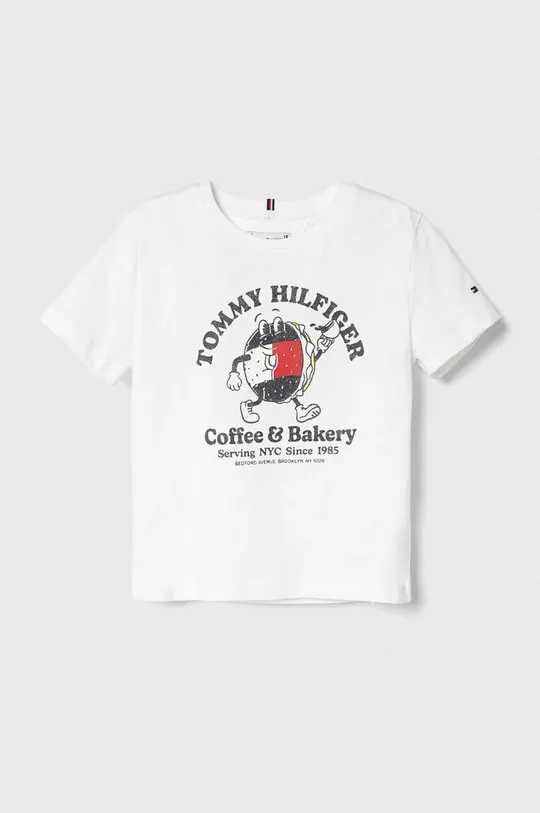 bela Otroška bombažna kratka majica Tommy Hilfiger Dekliški