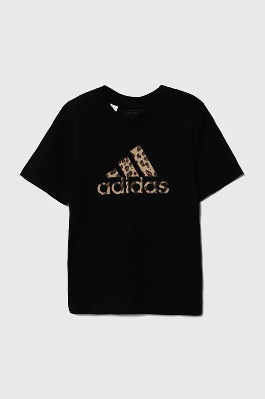 czarny adidas t-shirt bawełniany dziecięcy Dziewczęcy