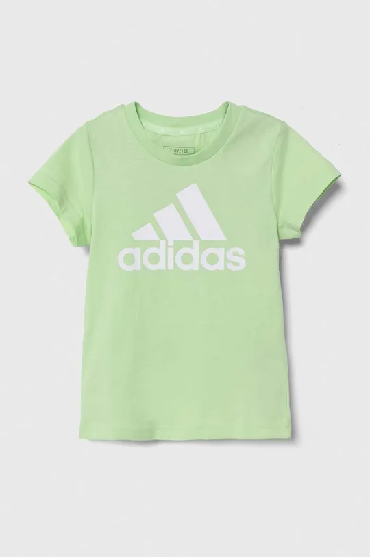 zelena Dječja pamučna majica kratkih rukava adidas Za djevojčice