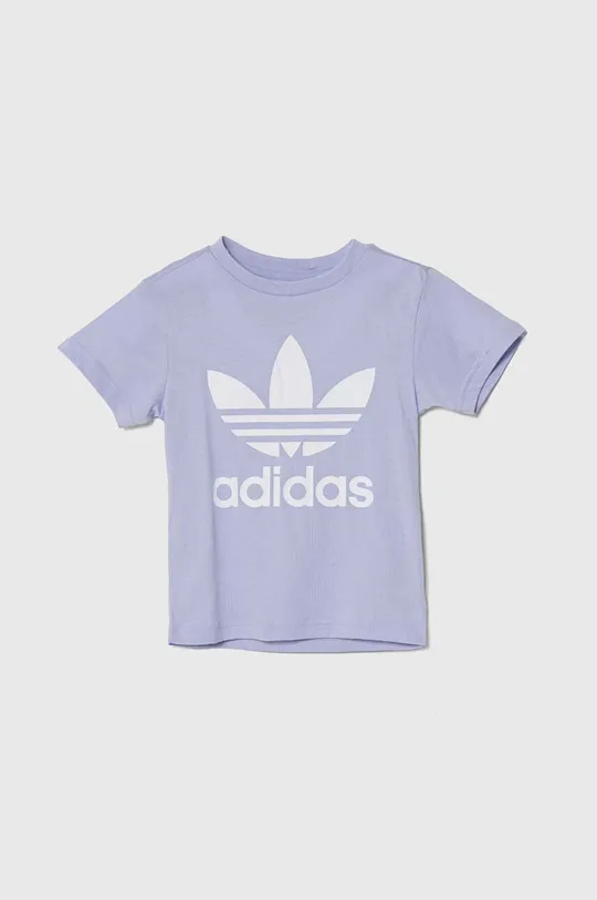 фіолетовий Дитяча бавовняна футболка adidas Originals Для дівчаток