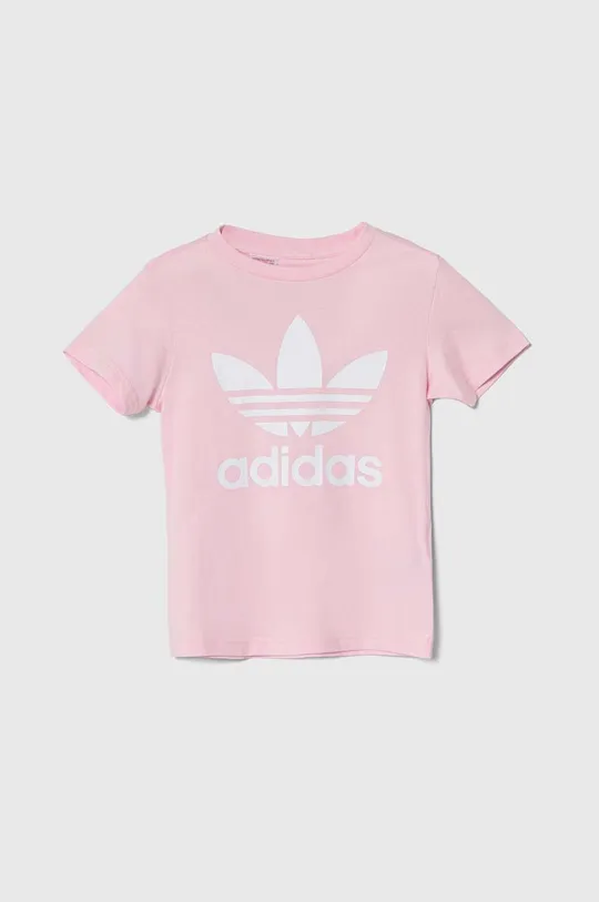 рожевий Дитяча бавовняна футболка adidas Originals Для дівчаток
