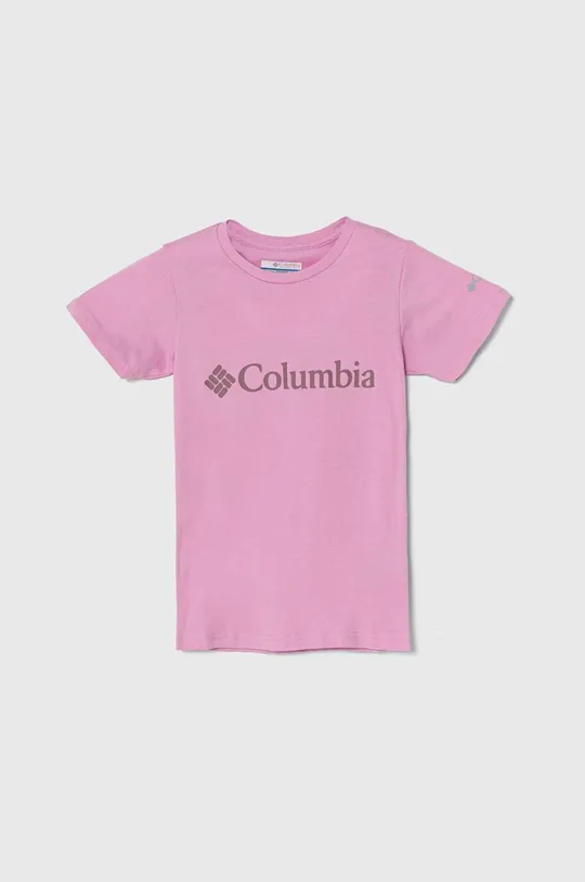 ružová Detské bavlnené tričko Columbia Mission Lake Short Dievčenský