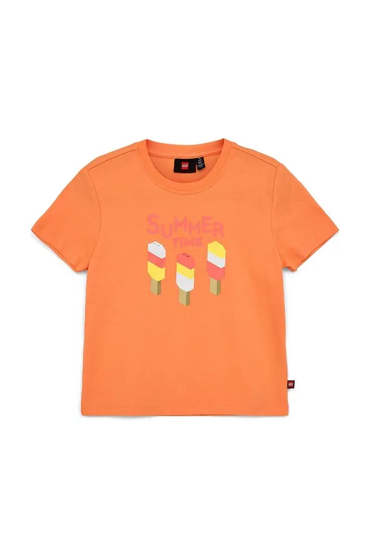 oranžna Otroška bombažna kratka majica Lego Dekliški