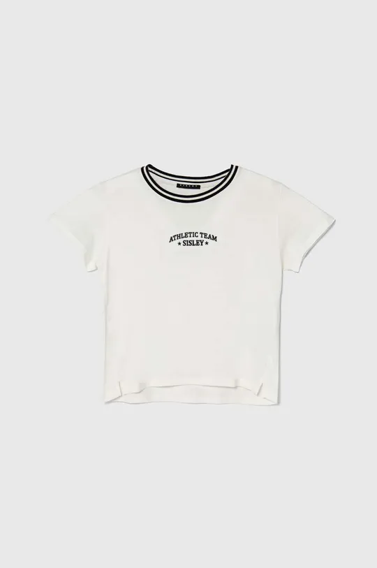 biały Sisley t-shirt bawełniany dziecięcy Dziewczęcy