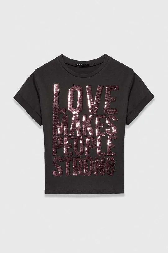 γκρί Παιδικό βαμβακερό μπλουζάκι Sisley Για κορίτσια
