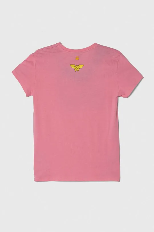Παιδικό βαμβακερό μπλουζάκι United Colors of Benetton ροζ