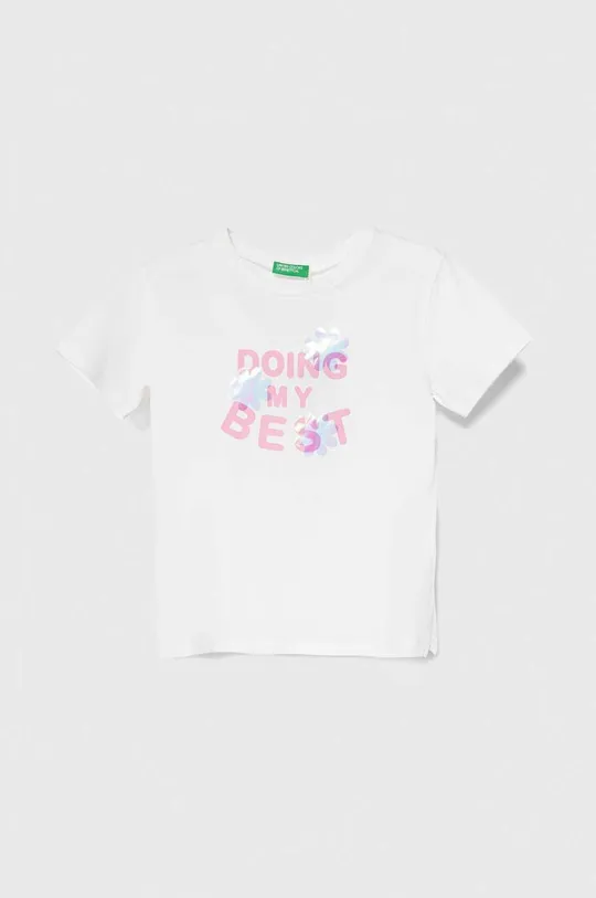 μπεζ Παιδικό βαμβακερό μπλουζάκι United Colors of Benetton Για κορίτσια