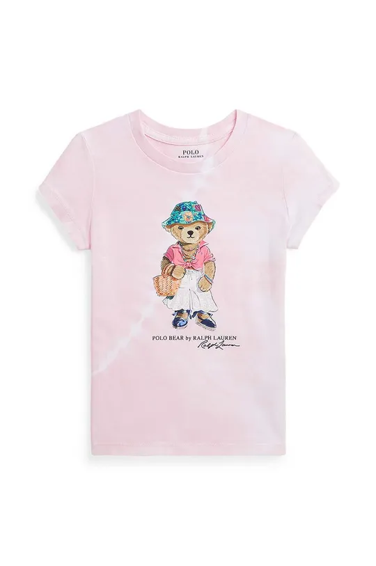 roza Otroška bombažna kratka majica Polo Ralph Lauren Dekliški
