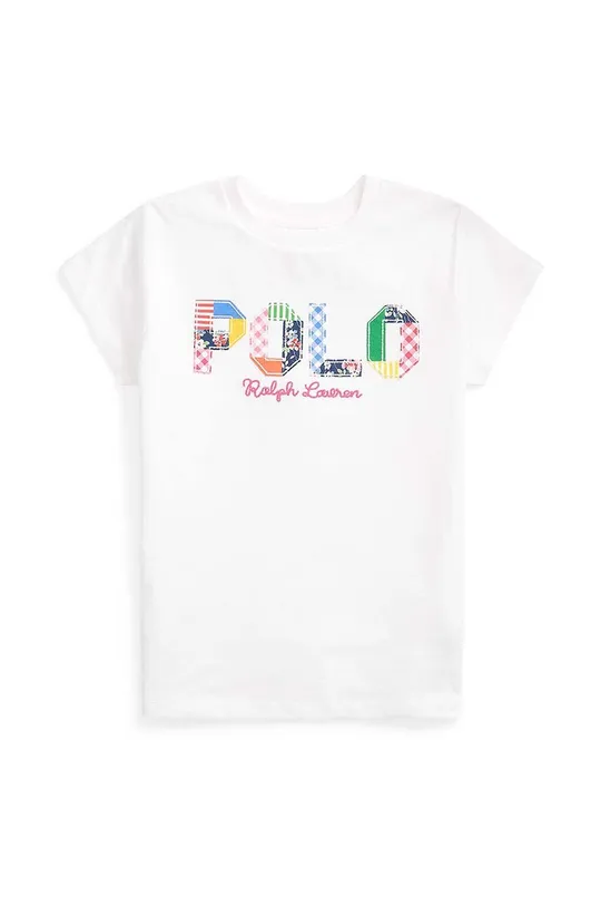 белый Детская хлопковая футболка Polo Ralph Lauren Для девочек