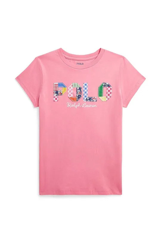 розовый Детская хлопковая футболка Polo Ralph Lauren Для девочек