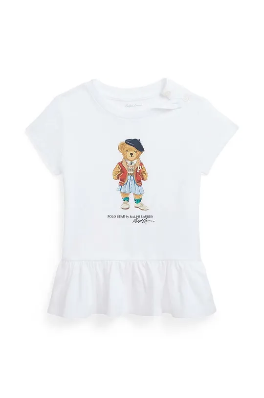 biały Polo Ralph Lauren t-shirt bawełniany niemowlęcy Dziewczęcy