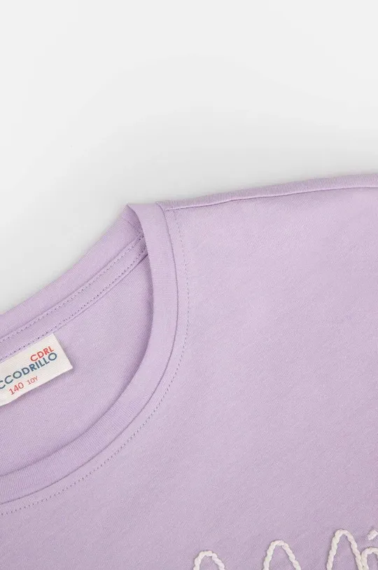 fialová Detské bavlnené tričko Coccodrillo