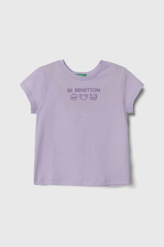 vijolična Otroška bombažna kratka majica United Colors of Benetton Dekliški