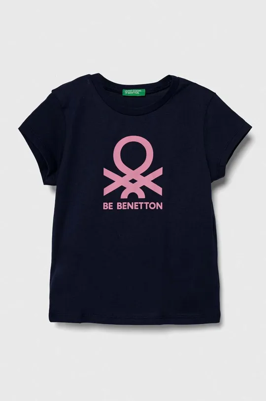 sötétkék United Colors of Benetton gyerek pamut póló Lány