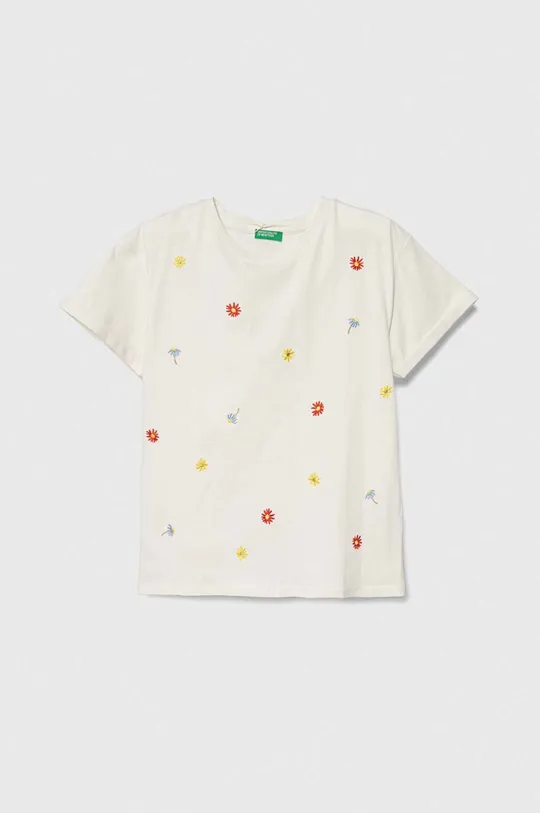 bež Otroška bombažna kratka majica United Colors of Benetton Dekliški