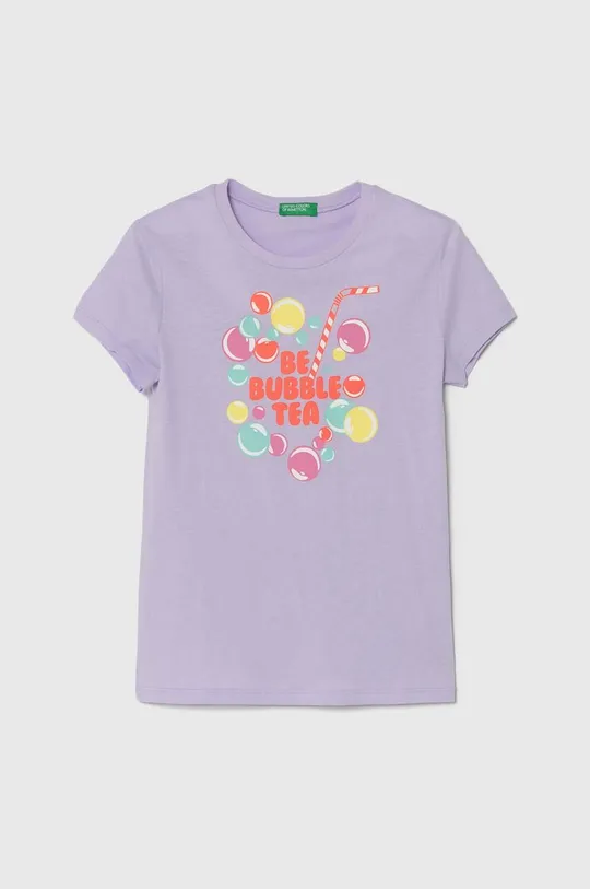 фиолетовой Детская хлопковая футболка United Colors of Benetton Для девочек