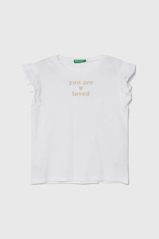 fehér United Colors of Benetton póló vászonkeverékből Lány
