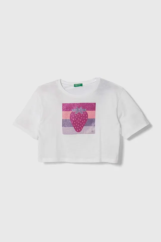λευκό Παιδικό βαμβακερό μπλουζάκι United Colors of Benetton Για κορίτσια