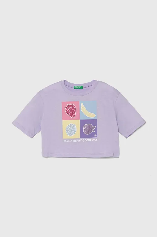 lila United Colors of Benetton gyerek pamut póló Lány