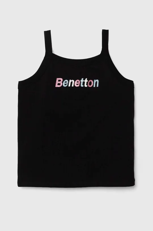 чорний Дитячий бавовняний топ United Colors of Benetton Для дівчаток