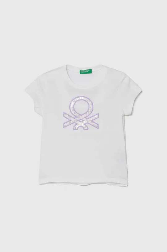 bela Otroška bombažna kratka majica United Colors of Benetton Dekliški