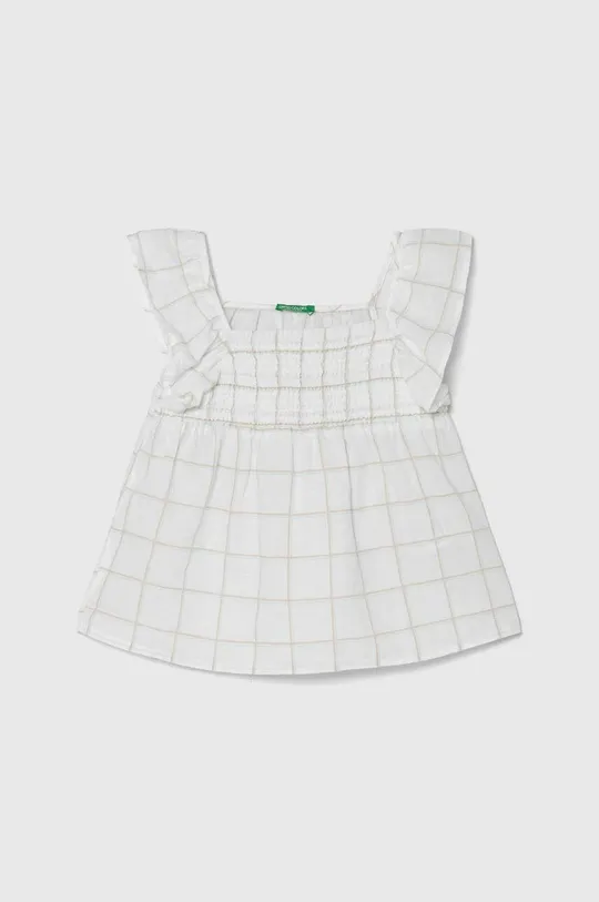 білий Дитяча льняна блузка United Colors of Benetton Для дівчаток