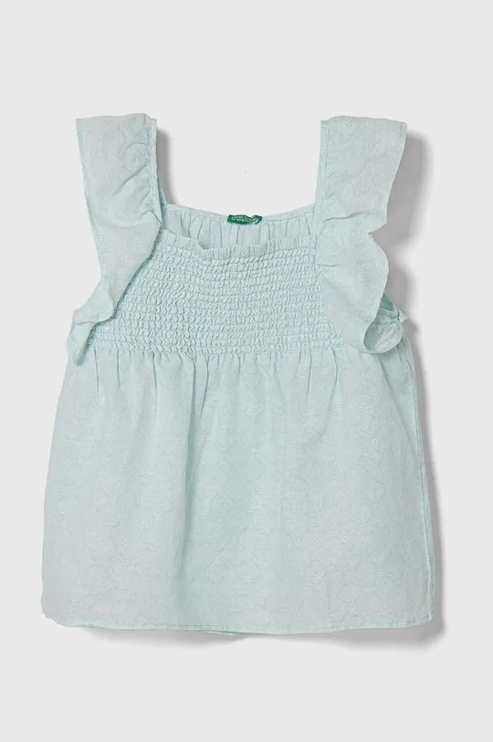 бирюзовый Детская льняная блузка United Colors of Benetton Для девочек