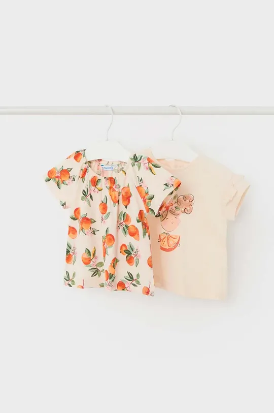 oranžová Detské bavlnené tričko Mayoral 2-pak Dievčenský