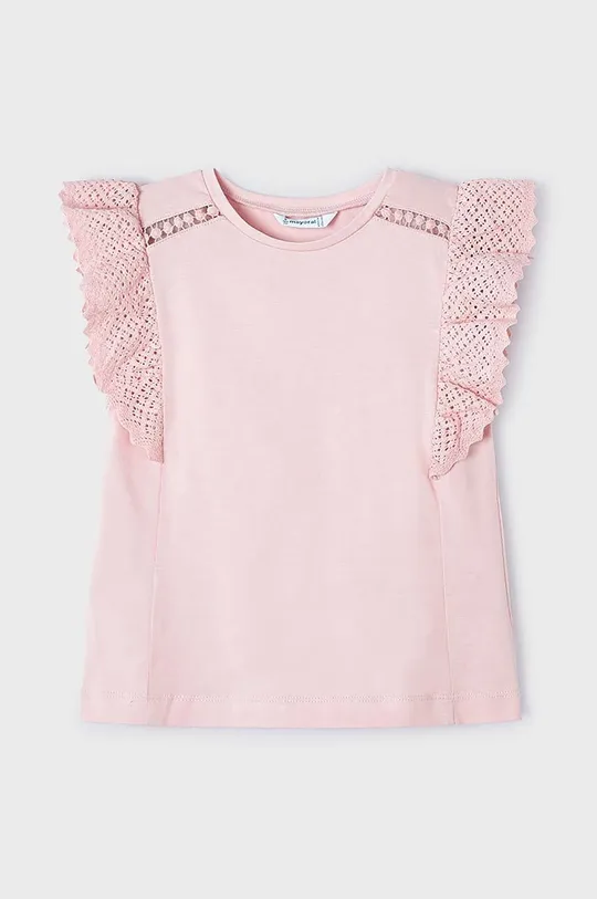 Βαμβακερό μπλουζάκι Mayoral ροζ