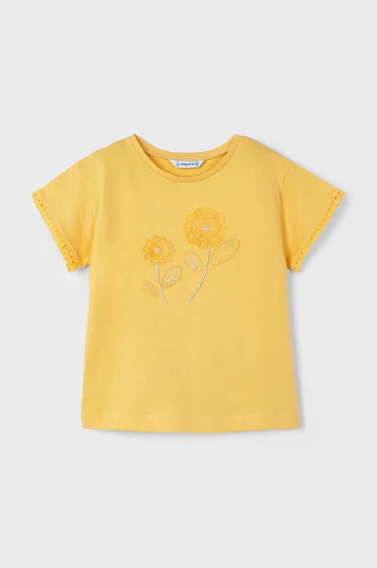 жёлтый Детская хлопковая футболка Mayoral Для девочек