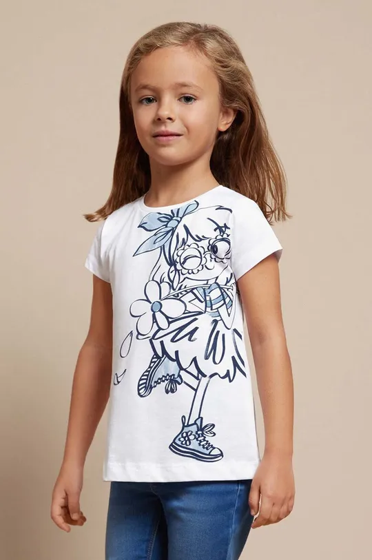 білий Дитяча бавовняна футболка Mayoral Для дівчаток