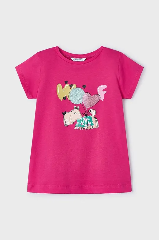 różowy Mayoral t-shirt bawełniany dziecięcy Dziewczęcy