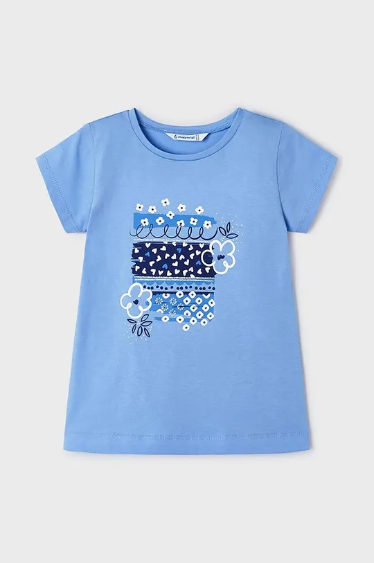 голубой Детская хлопковая футболка Mayoral Для девочек