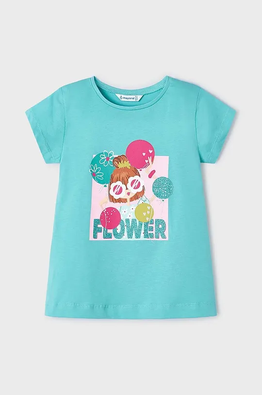 τιρκουάζ Παιδικό βαμβακερό μπλουζάκι Mayoral Για κορίτσια