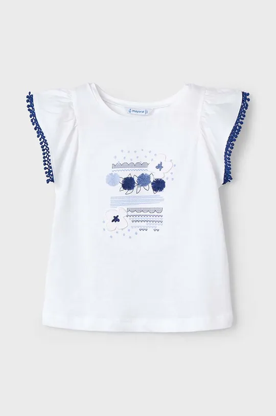 голубой Детская хлопковая футболка Mayoral Для девочек