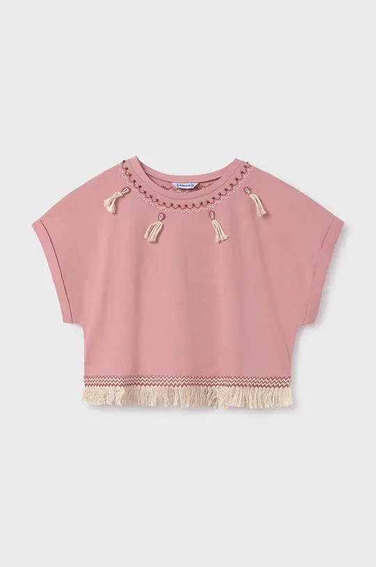 рожевий Дитяча бавовняна футболка Mayoral Для дівчаток