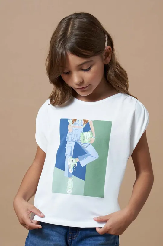 зелений Дитяча бавовняна футболка Mayoral Для дівчаток