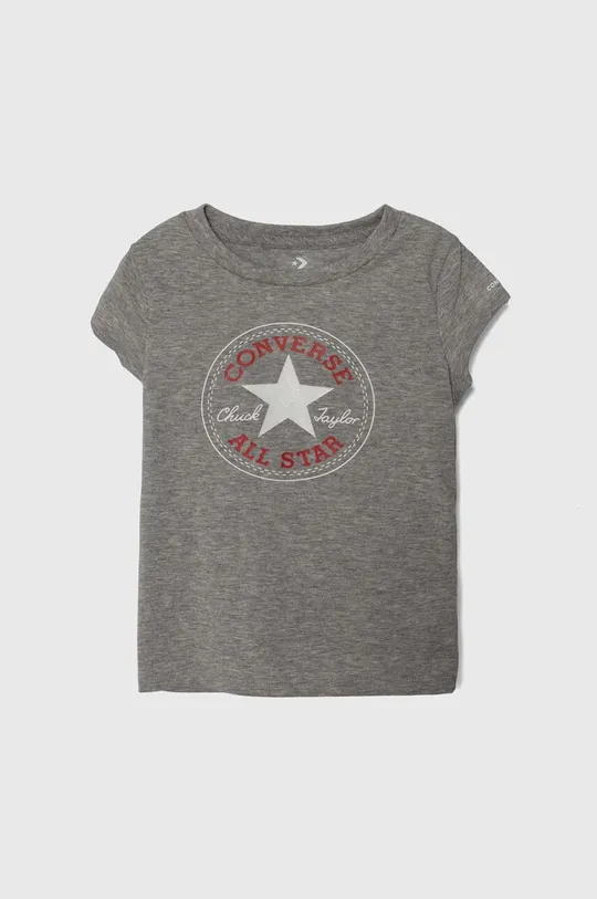 сірий Дитяча бавовняна футболка Converse Для дівчаток