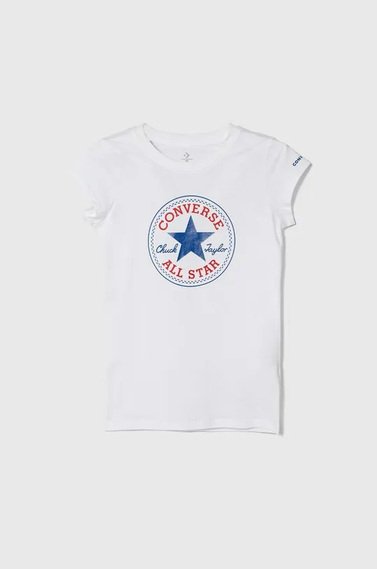 bela Otroška bombažna kratka majica Converse Dekliški