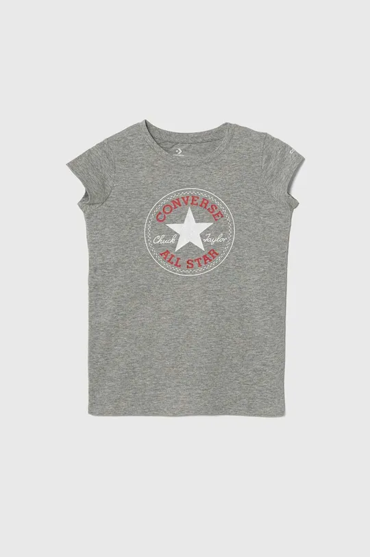 сірий Дитяча бавовняна футболка Converse Для дівчаток