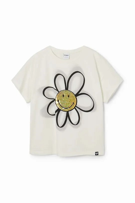 Παιδικό βαμβακερό μπλουζάκι Desigual λευκό