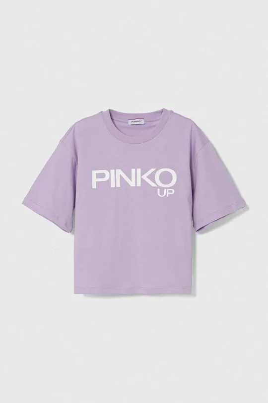 ljubičasta Dječja pamučna majica kratkih rukava Pinko Up Za djevojčice