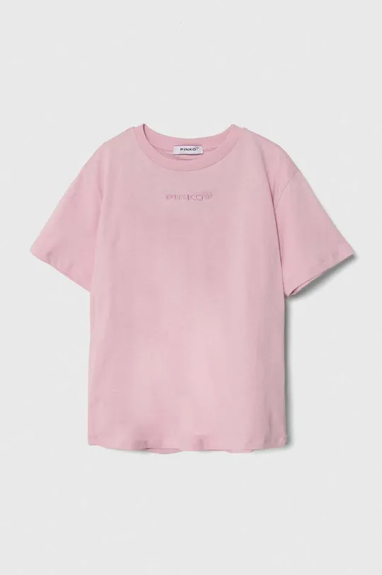 różowy Pinko Up t-shirt bawełniany Dziewczęcy