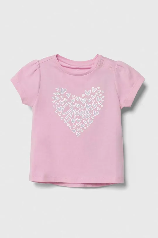 różowy Guess t-shirt niemowlęcy Dziewczęcy