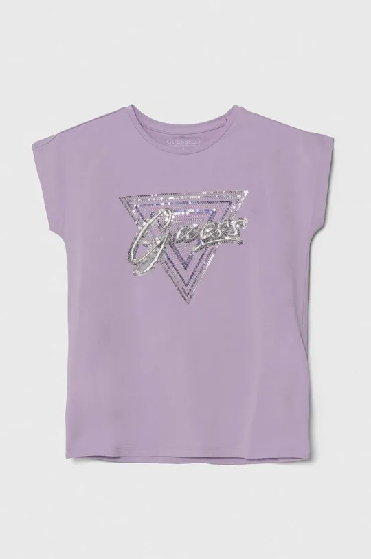 fioletowy Guess t-shirt dziecięcy Dziewczęcy