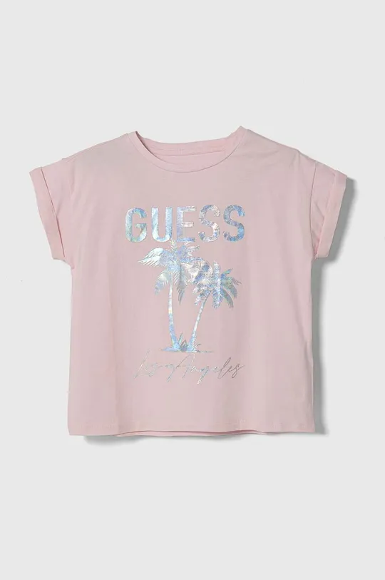roza Otroška kratka majica Guess Dekliški