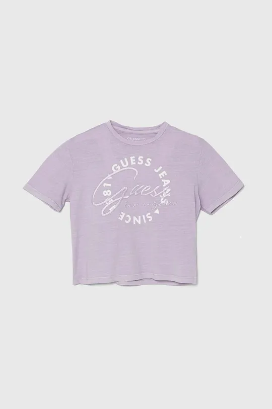 fialová Detské bavlnené tričko Guess Dievčenský