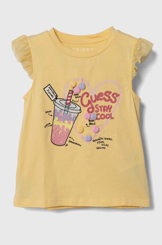 żółty Guess t-shirt dziecięcy Dziewczęcy