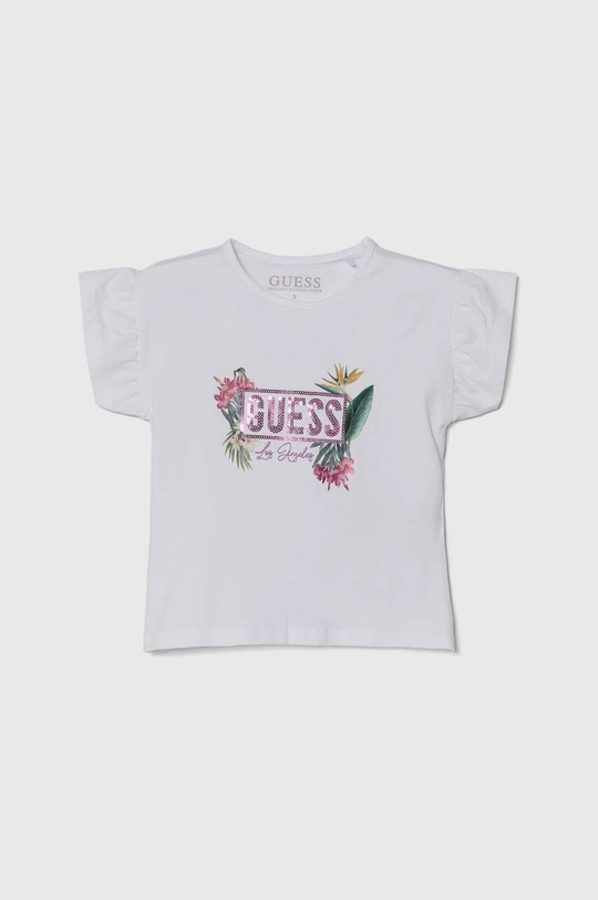 biały Guess t-shirt dziecięcy Dziewczęcy