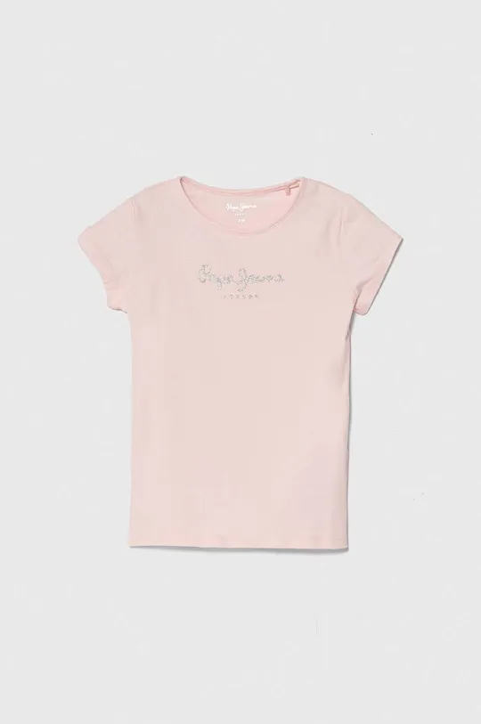 różowy Pepe Jeans t-shirt dziecięcy HANA GLITTER Dziewczęcy